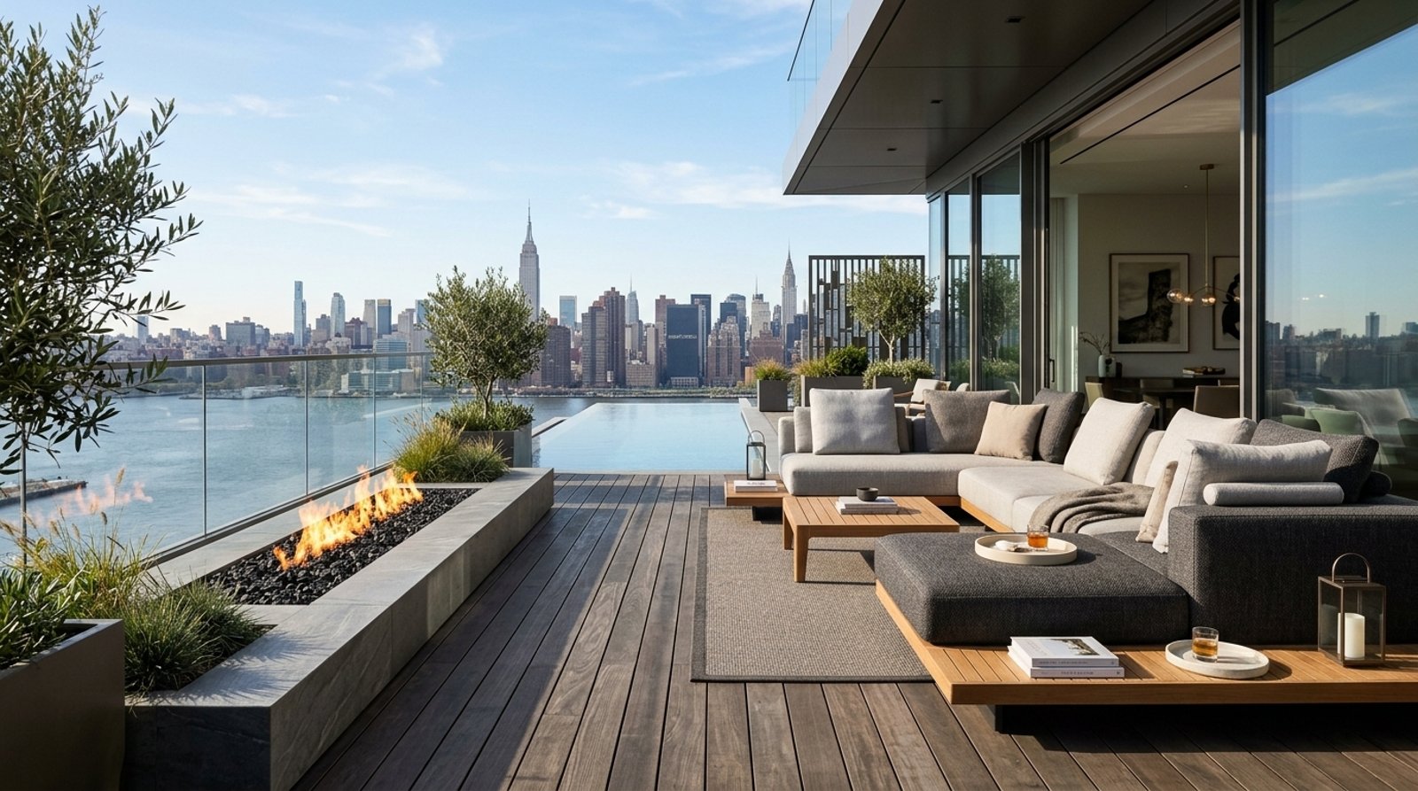 Terrasse et prolongement extérieur de la villa
